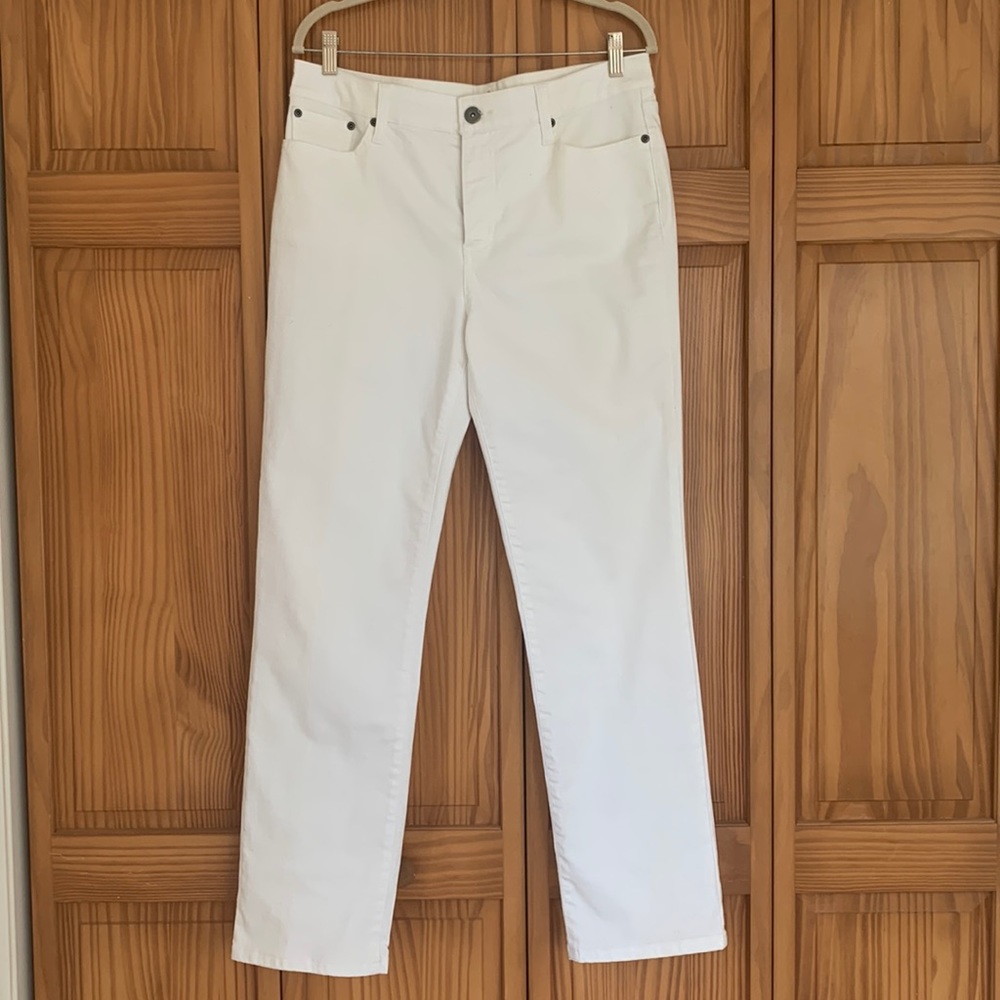 White straight leg jeans